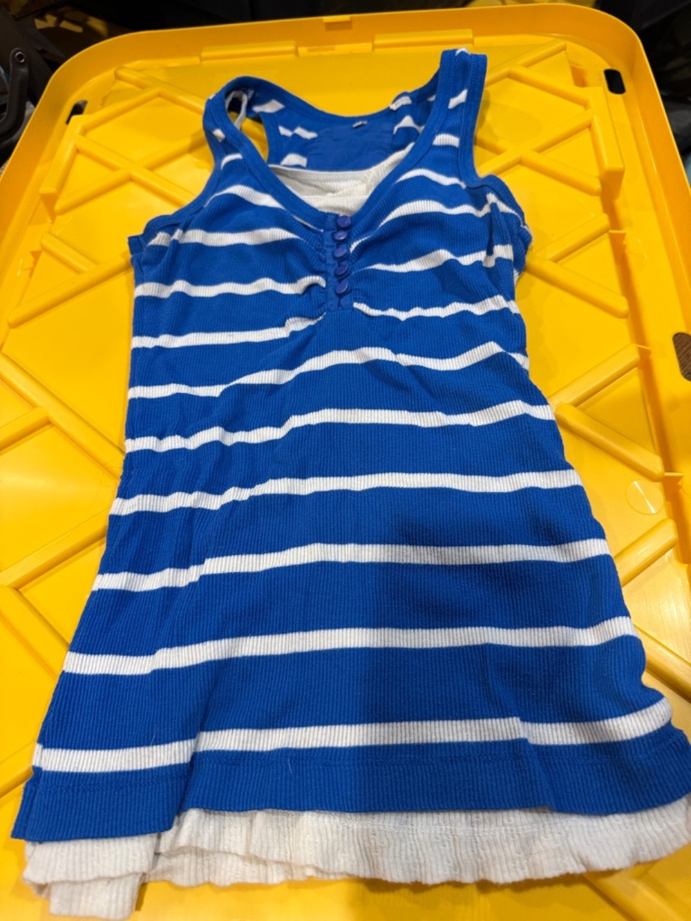 Blue & White Striped Girls Tank Top - Sleeveless Summer Tee